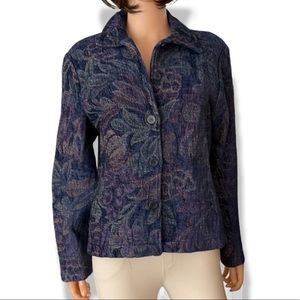 Vintage Carol Anderson collection blue cotton tapestry woven jacket